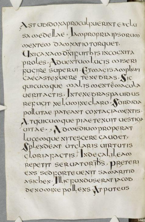 The Parker Library, Corpus Christi College, Cambridge; MS 304:
Iuuencus, Euangelia metrica f. 45v The Parker Library, Corpus Christi College, Cambridge; MS 304:
Iuuencus, Euangelia metrica f. 45v