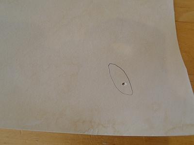 scissor hole with pencil line around